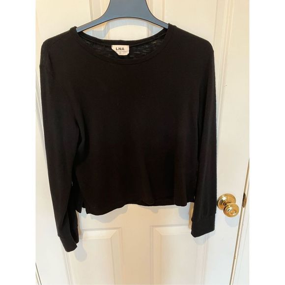 LNA Sweaters - LNA Black Crop Knit Top, Medium